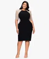 Xscape Plus Size Short Sleeve Sheath Dress In Black