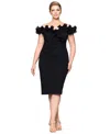 Xscape Plus Size Short-sleeve Sweetheart-neck Scuba-crepe Bodycon Dress In Black