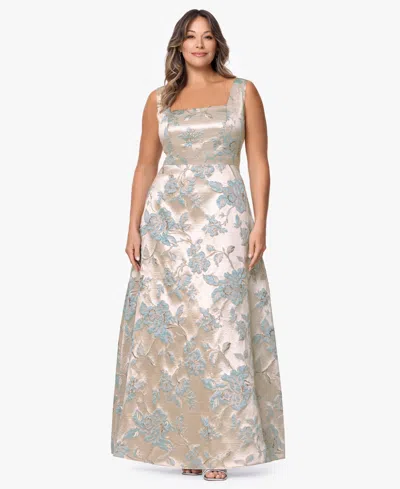 Xscape Plus Size Sleeveless Square Neck Long Dress In Neutral