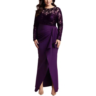 Xscape Plus Womens Applique Polyester Evening Dress In Purple
