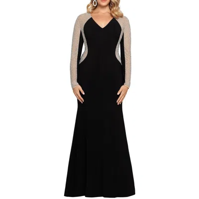 Xscape Plus Womens Beaded Matte Jersey Evening Dress