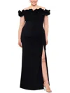 Xscape Evenings Ruffle Off The Shoulder Gown In Black