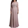 Xscape Plus Womens Mesh Embellished Evening Dress