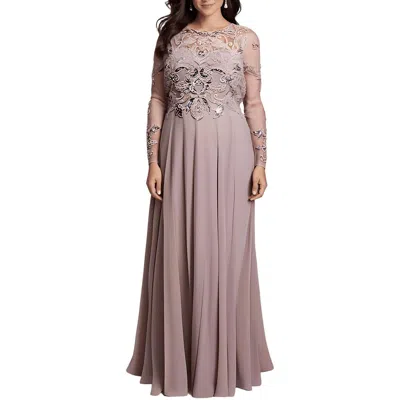 Xscape Plus Womens Mesh Embellished Evening Dress