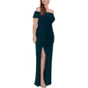 Xscape Plus Womens Off-the-shoulder Maxi Evening Dress In Blue
