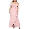 Xscape Plus Womens Off-the-shoulder Ruched Evening Dress In Purple