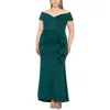 Xscape Plus Womens Off-the-shoulder Ruched Evening Dress In Green
