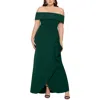 Xscape Plus Womens Off-the-shoulder Ruched Evening Dress In Green