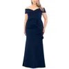 Xscape Ruffle Sleeve Off The Shoulder Scuba Crepe Sheath Gown In Multi