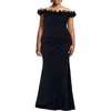 Xscape Plus Womens Ruffled Polyester Evening Dress