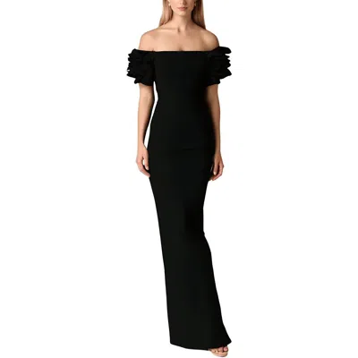 Xscape Plus Womens Ruffled Polyester Evening Dress