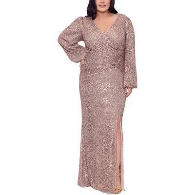 Xscape Plus Womens Sequined Formal Evening Dress In Multi