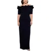 Xscape Plus Size Ruffled Off-the-shoulder Gown In Black