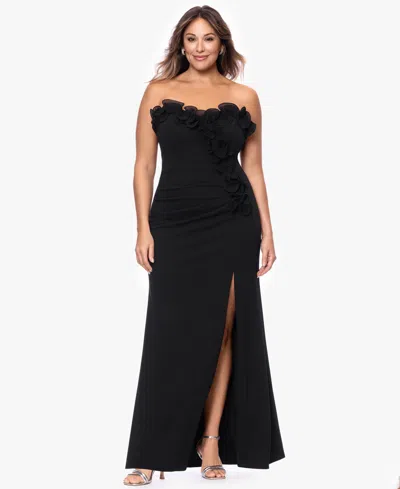 Xscape Plus-size Strapless Sweetheart Ball Gown In Black