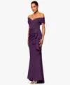 Xscape Scuba Off-the-shoulder Gown