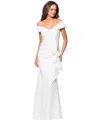 Xscape Scuba Off-the-shoulder Gown In Ivory