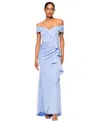 Xscape Scuba Off-the-shoulder Gown In Periwinkle