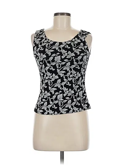 Pre-owned Xscape Sleeveless Top Black Floral Pattern Scoop Neck Tops