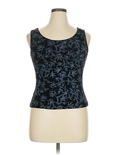 Pre-owned Xscape Sleeveless Top Blue Print Pattern Scoop Neck Tops