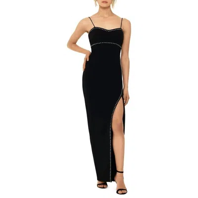 Xscape Studded Evening Dress In Black