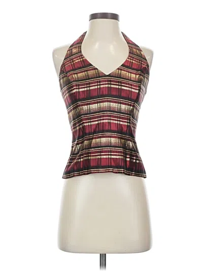 Pre-owned Xscape Tank Top Brown Stripes Pattern Halter Neckline Tops
