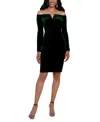 Xscape Velvet Off The Shoulder Sheath Dress 2p 22w In Hunter