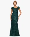 Xscape Women's Asymmetric Neck Long Dress In Green