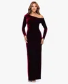 Xscape Women's Asymmetric Neck Maxi Dress In Burgundy