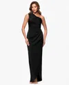 Xscape Women's Asymmetric One-shoulder Satin Gown In Black
