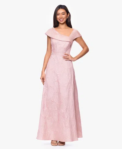 Xscape Women's Asymmetrical Neck Ball Gown In Pink