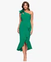 Xscape Women's Asymmetrical Ruffled High-low Dress In Green