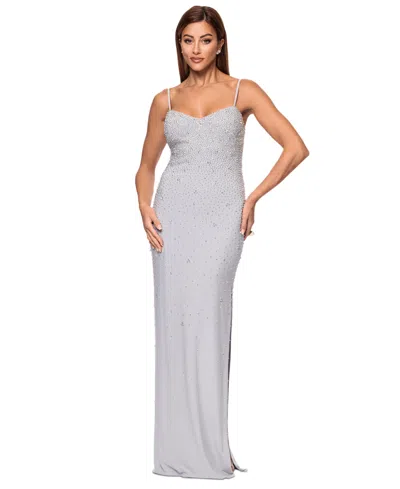 Xscape Women's Beaded Gown In Silver