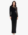 Xscape Women's Boat Neck Velvet Ballgown Dress In Black