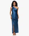 Xscape Women's Bridesmaid One Shoulder Satin Long Dress In Blue
