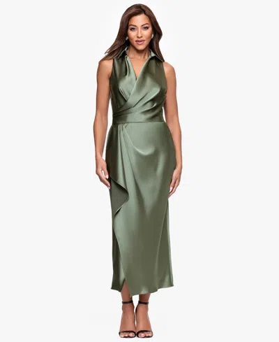 Xscape Women's Collar Sleeveless Sheath Midi Dress