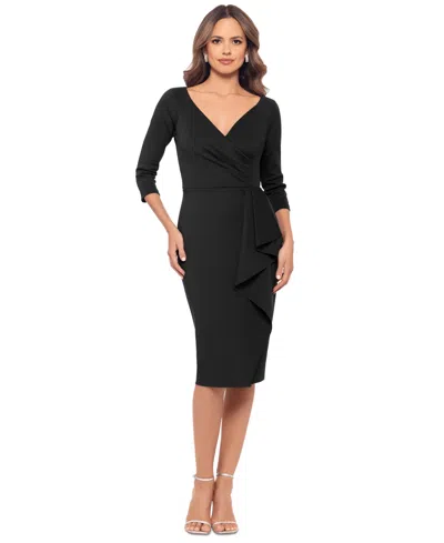 Xscape Women's Draped 3/4-sleeve Sheath Dress In Black