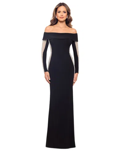 Xscape Womens Embellished Polyester Evening Dress In Black,nude,silver