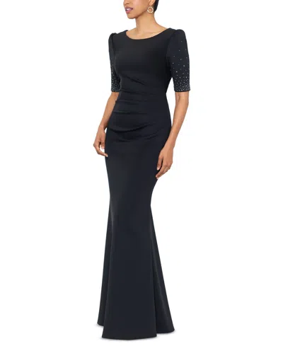 Xscape Women's Embellished Scuba Boat-neck Gown In Black