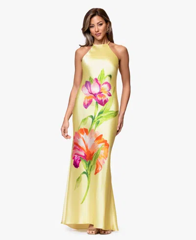 Xscape Women's Floral Print Maxi Dress In Yellow