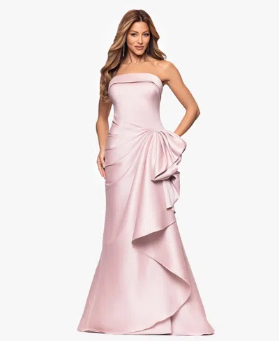 Xscape Women's Gathered Strapless Gown In Pink