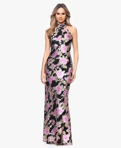 Xscape Women's Halter Neck Printed Gown In Multi