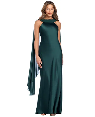 Xscape Women's Halter Satin Gown In Hunter
