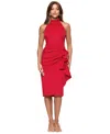 Xscape Women's High-neck Sleeveless Ruffle Scuba Dress