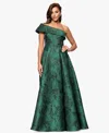 Xscape Women's Jacquard One-shoulder Ball Gown In Green