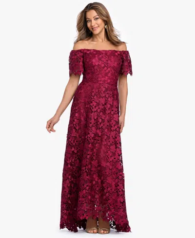 Xscape Women's Lace High-low Ball Gown In Red