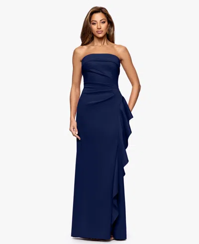 Xscape Women's Long Dress In Blue