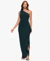 Xscape Women's Long One-shoulder Ruffle Dress In Green