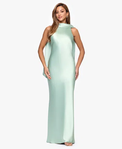 Xscape Women's Long Satin Halter Neck Ball Gown In Green