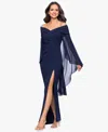Xscape Women's Long Sleeve Maxi Dress In Blue