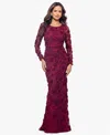 Xscape Women's Long Sleeve Rose Flower Dress In Pink